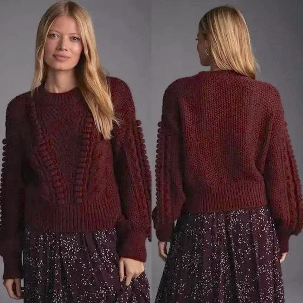 Anthropologie: Chunky knit sweater in Maroon [XS/XXS]